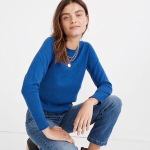 Madewell Blue Responsible Cashmere Roll-Trim Pullover Sweater – Size Small